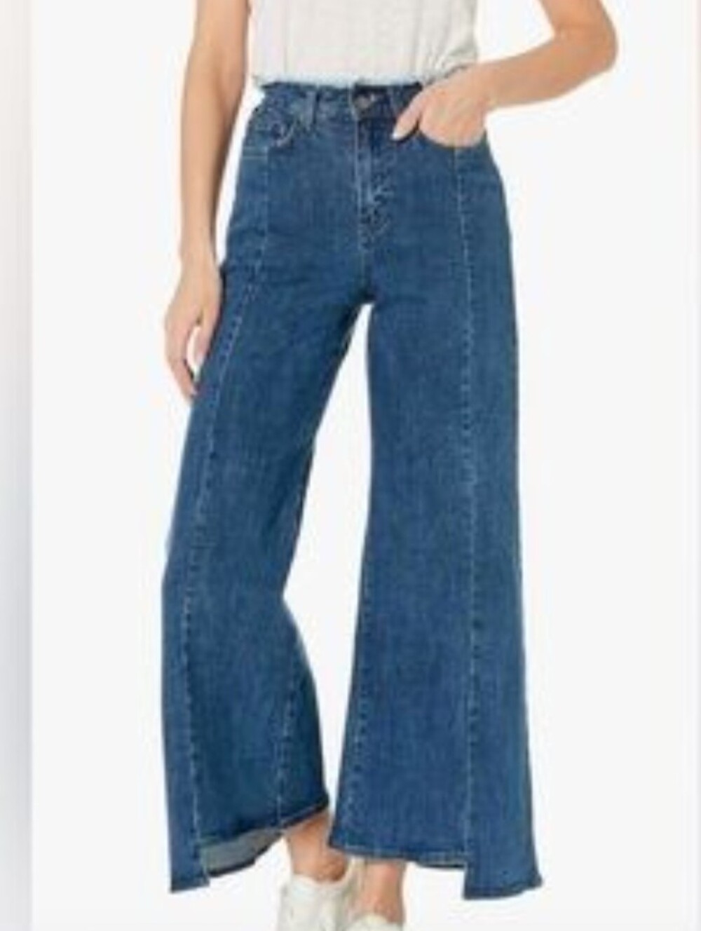 EVIDNT Los Angeles‎ Anthro Gracia Wide Leg Frayed Waist Denim Size 25 New
